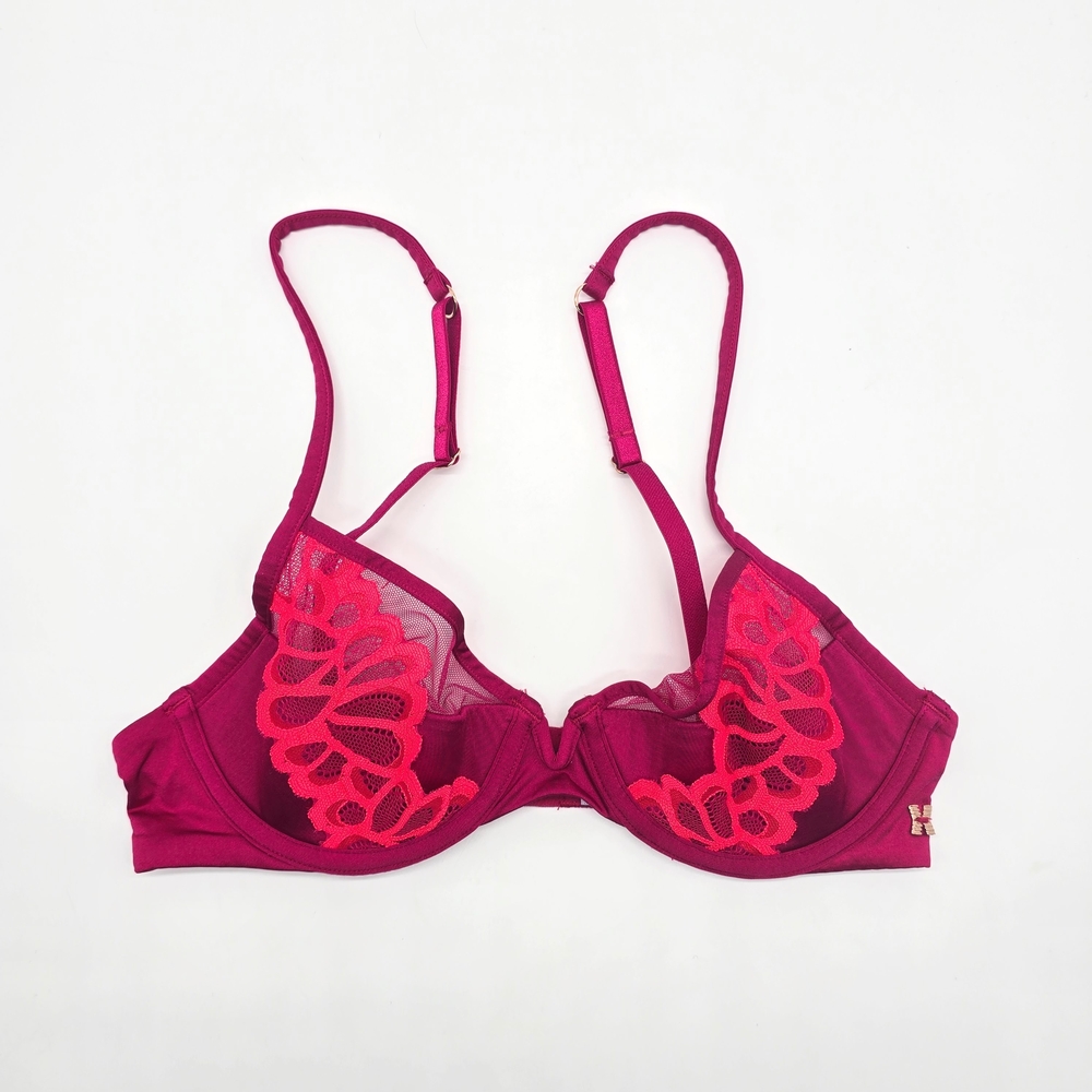 Savage X Fenty Not Sorry Unlined Lace Balconette Bra 32B Pink